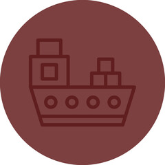 Cargo Ship Vector Line Maroon Circle Maroon