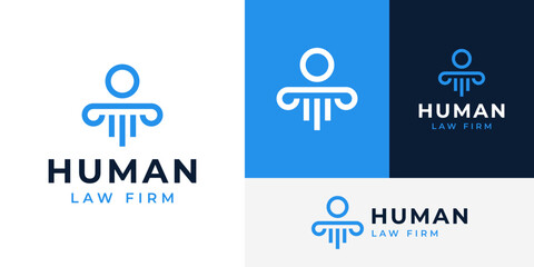 Simple Human People Pillar Law Attorney Firm Logo Design Branding Template