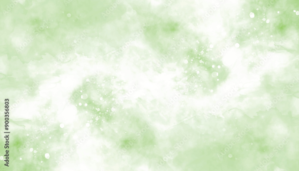 Wall mural abstract green background. abstract background with space and stars. green and white watercolor back