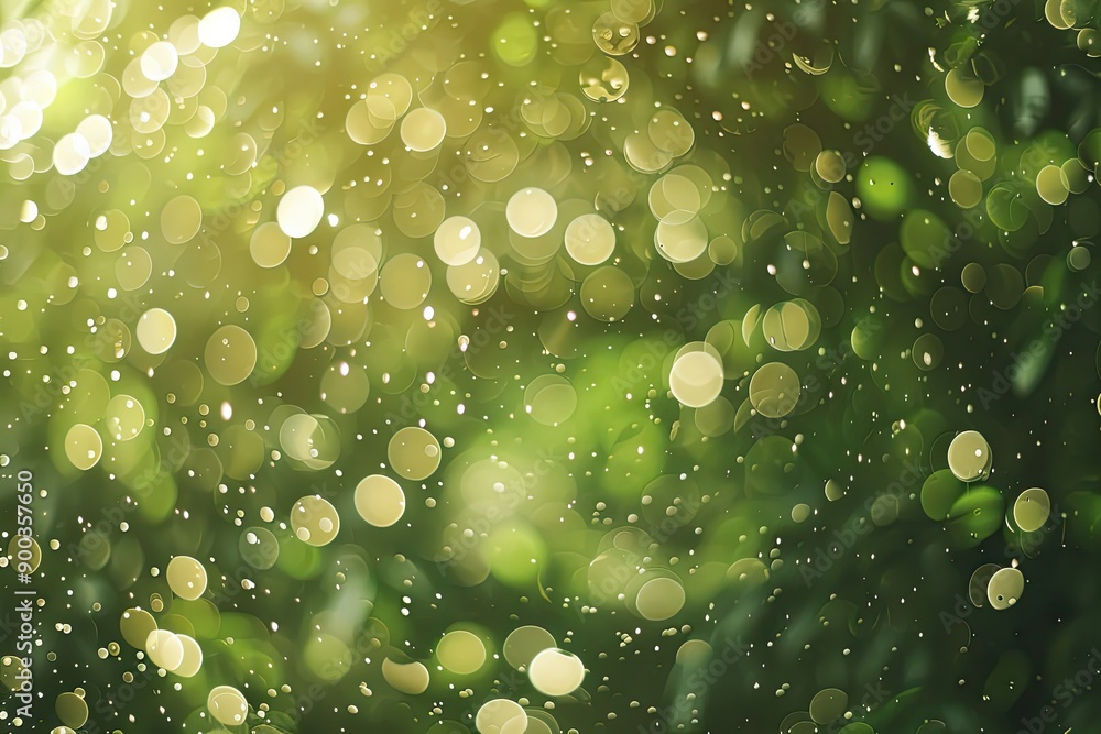 Poster colorful background with lots of bubbles, bokeh background with shimmering water droplets, creating refreshing vibe