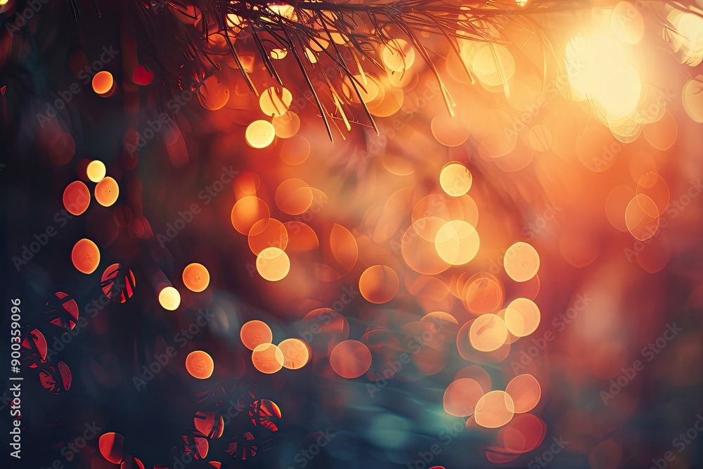 Poster blurry photo of bunch of lights, bokeh effect overlay with soft and blurred lights for magical atmos