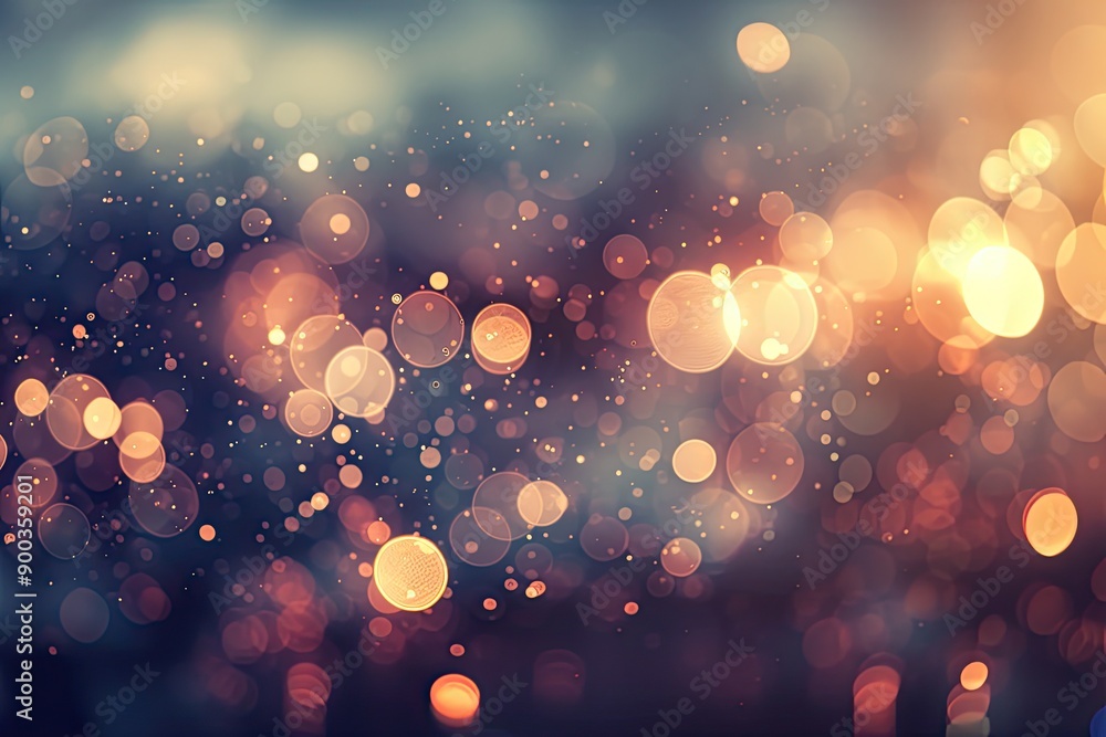 Poster blurry photo of bunch of lights, bokeh effect overlay with soft and blurred lights for magical atmos