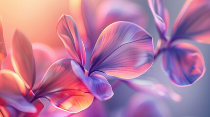Fototapeta premium Close-up of abstract floral shapes blending into a gradient background