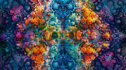 Abstract colorful fractal art with vibrant hues and intricate patterns.