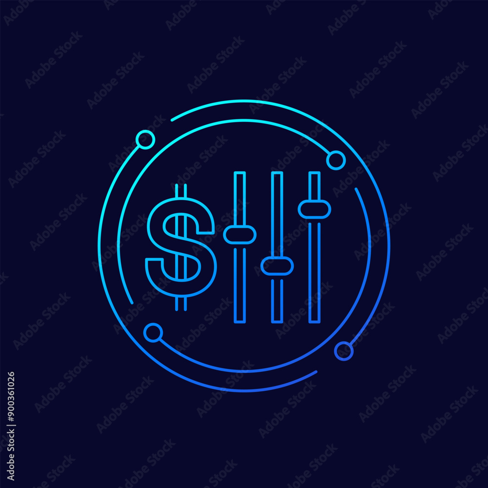 Poster dynamic pricing icon, linear vector design