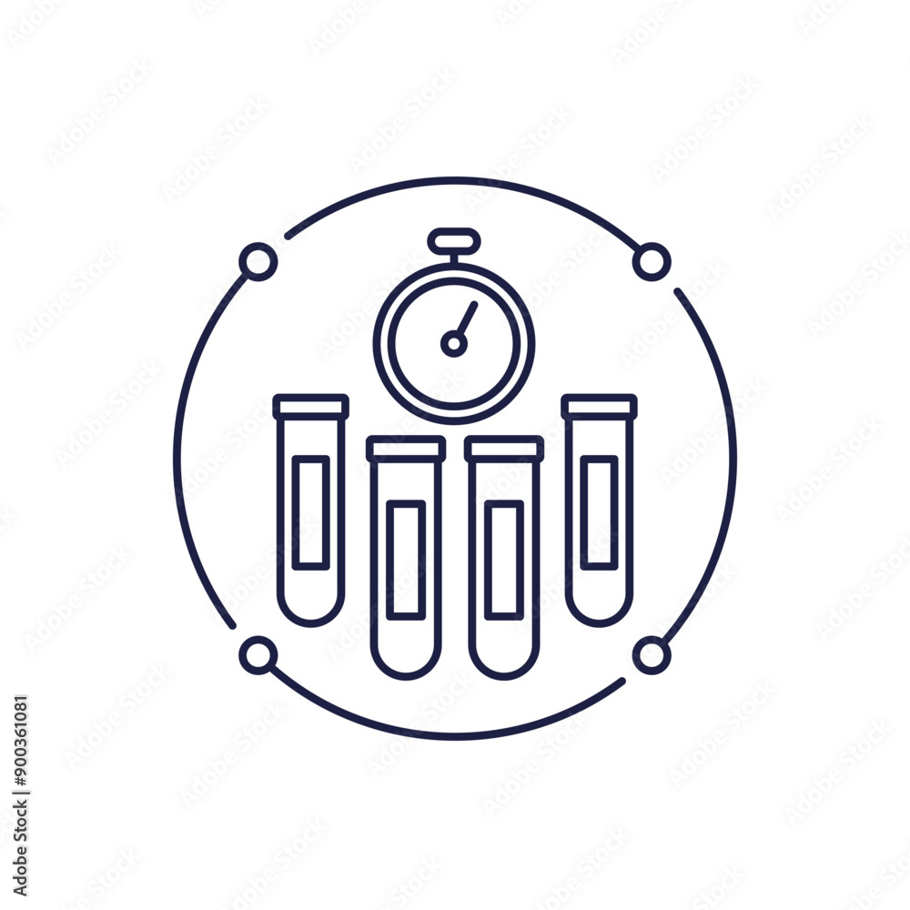 Poster fast lab tests line icon with sample tubes