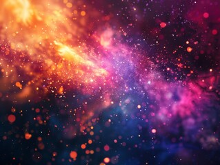 Abstract cosmic background with vibrant colors and sparkling lights. Perfect for fantasy, science fiction, and space-themed projects.