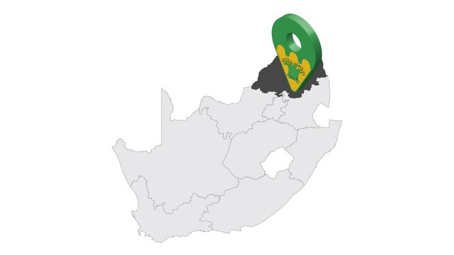 Location Limpopo on map South Africa. 3d Limpopo Province flag map marker location pin. Map of  South Africa showing different parts. Animated map . 4K.  Video