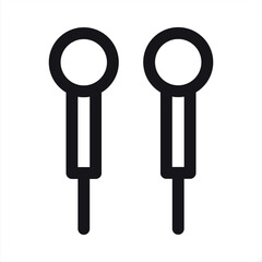 earphone vector glyph flat icon.Two black earphones placed side by side, earphones simple design