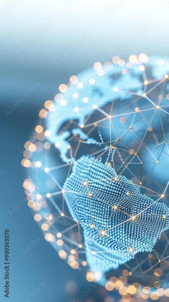 Poster a blue sphere with a network of lines surrounding it