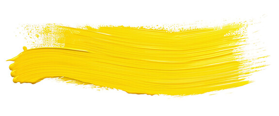 Obraz premium Yellow Paint Stroke Isolated on Transparent or White Background