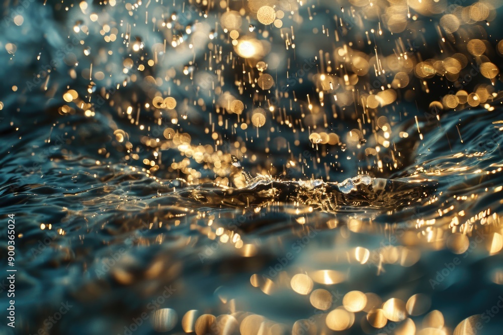 Aufkleber A close-up view of a water surface with visible water droplets, suitable for use in images related to nature, science, or product photography