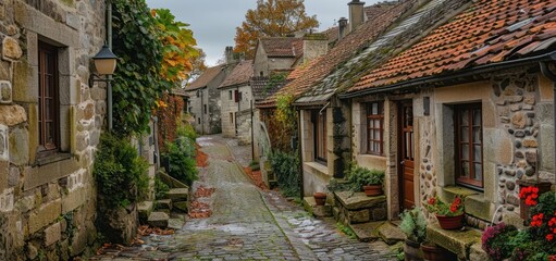 Obraz premium Rustic alleyways with traditional brick houses