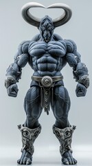 Fototapeta premium Hyper Realistic Minotaur Art Toys with Intricate Muscles and Armor - Generative AI