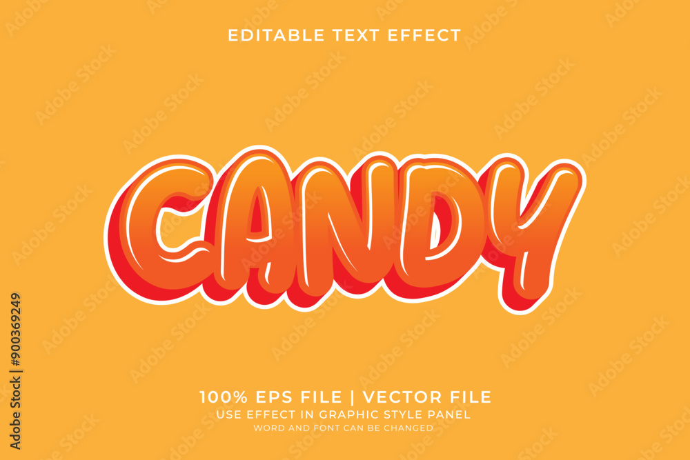 Poster 3d colorful candy text effect editable vector