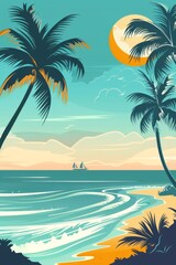 Fototapeta premium Poster sleek vacation illustration, flat design