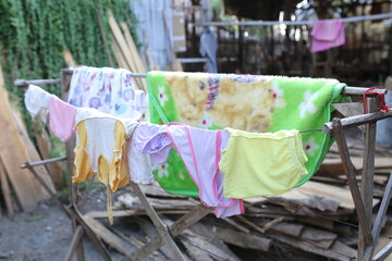 Drying clothes at the village house.