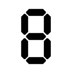 digital 7-Segment number Showing 8 in Black color with White Background