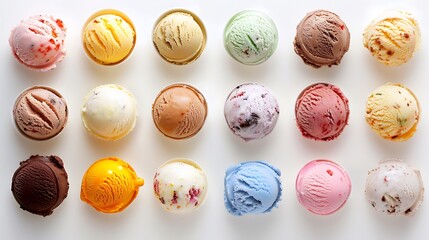Assorted Flavors of Ice Cream Scoops in Paper Cups.