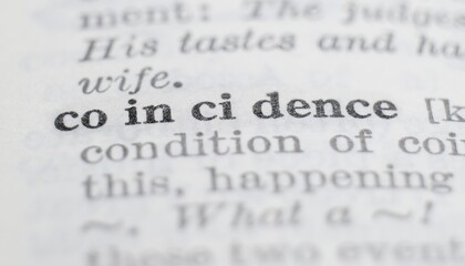 Coincidence definition in the dictionary close-up, shallow depth of field and selective focus.