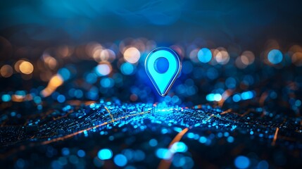 Location Pin over Cityscape