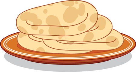 Stack of traditional south asian unleavened flatbread served on a plate