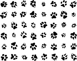 Black traces of cats and dogs, seamless wallpaper