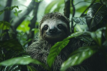 Fototapeta premium Sloth Hanging from Tree