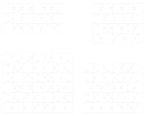 Illustration of different four white puzzles, separate pieces	