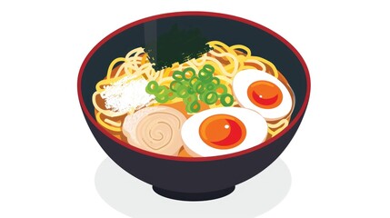 A delicious Japanese ramen bowl with noodles, broth, and toppings