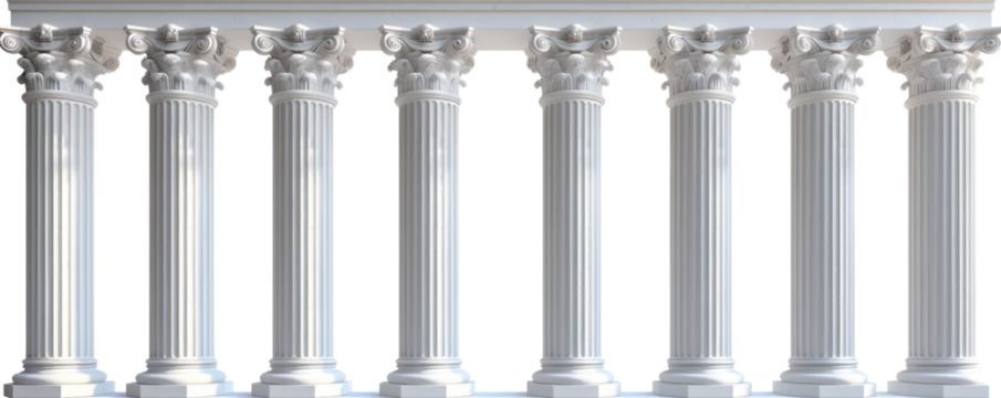 A series of elegant white columns standing in a row, symbolizing strength and classic architecture in a modern setting.