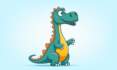 Vector green cartoon funny cute kind nice little baby dinosaur rex or crocodile cub. Toon prehistoric extinct animal, reptile.