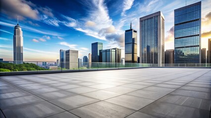 Empty rooftop with cityscape background.