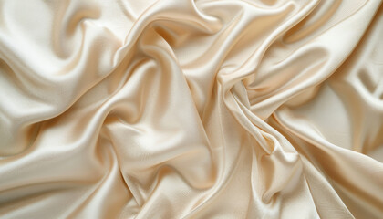 Fototapeta premium A closeup view of a creamy satin fabric draped in gentle folds