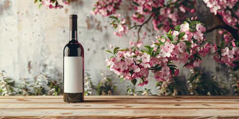 Spring Cherry Blossoms on Rustic Wooden Table