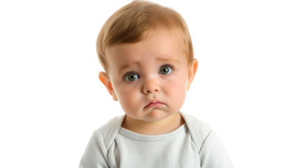 cute sad baby on transparency background
