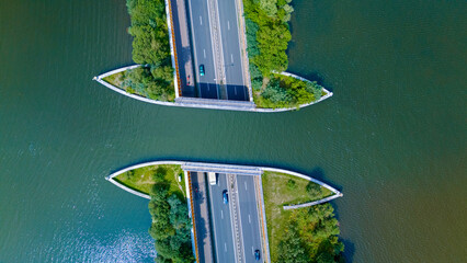 Aerial View of the Veluwemeer Aqueduct in the Netherlands