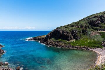 Fototapeta premium Beautiful landscape view of the beach Cala Ostina, Sardinia, Italy. Beach is located near a small town Castelsardo. 