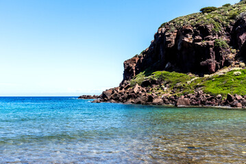 Beautiful landscape view of the beach Cala Ostina, Sardinia, Italy. Beach is located near a small town Castelsardo. 