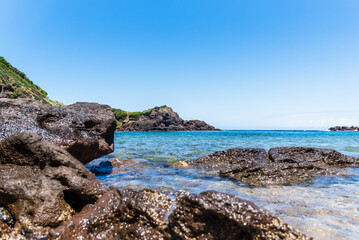 Beautiful landscape view of the beach Cala Ostina, Sardinia, Italy. Beach is located near a small town Castelsardo. 