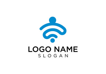 People and Wifi Symbol logo vector.