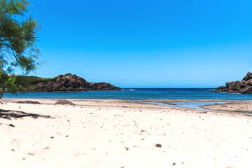 Beautiful landscape view of the beach Cala Ostina, Sardinia, Italy. Beach is located near a small town Castelsardo. 
