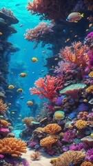 Obraz premium coral reef underwater retro neon