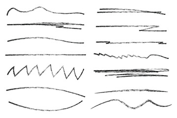 Obraz premium Set of hand drawn marker line vector illustration design element, grunge strokes, doodle lines underline scribble