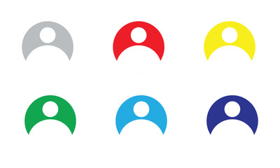 Set user avatar icon, button, profile symbol, flat person icon, isolated on transparent background. EPS 10  