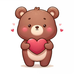 Naklejka premium Cute cartoon teddy bear on white background. AI