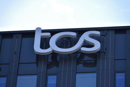 TCS (Tata Consultancy Services) Indian multinational information technology services and consulting company. Logo, emblem, signage on the office facade. WARSAW, POLAND - JULY 22, 2024