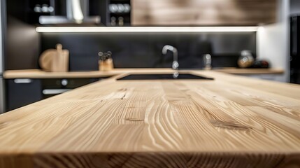 wood table background with sunlight window create leaf shadow on wall with blur indoor green plant foreground.panoramic banner mockup for display of product. AI generated illustration