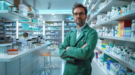 The pharmacist in green coat