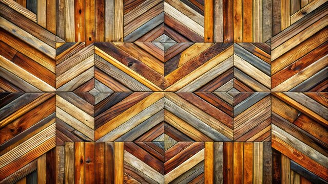 Intricate geometric patterns of closely spaced parallel lines create mesmerizing textures and shades on a worn, vintage-inspired wooden background surface.
